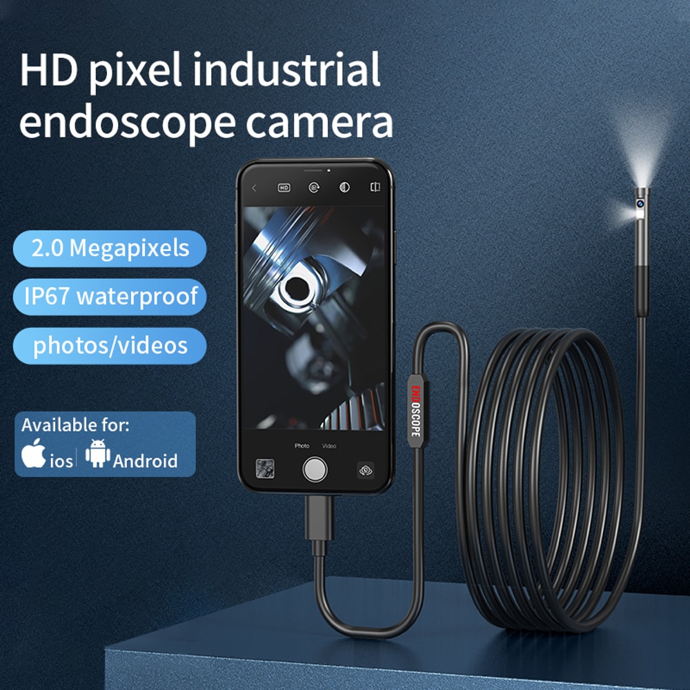 3 In 1 HD Endoscope Inspection Camera Mini Borescope For IPhone Android Type C USB Waterproof Pipel 1