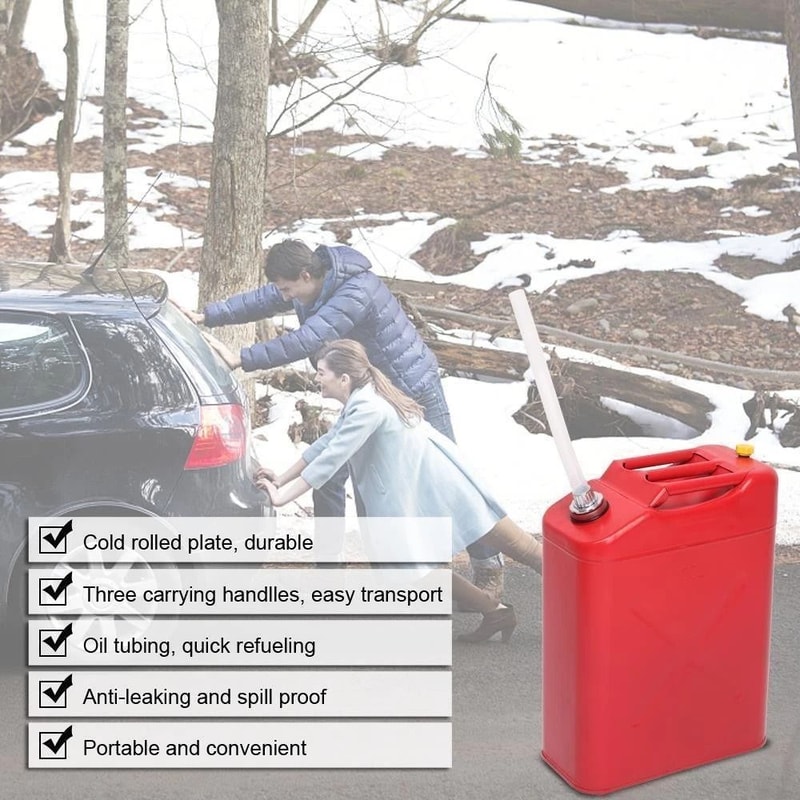 Gallon Steel Jerry Can 20L LeakProof Metal Gas Can With Spout For Emergency Fuel Backup 2