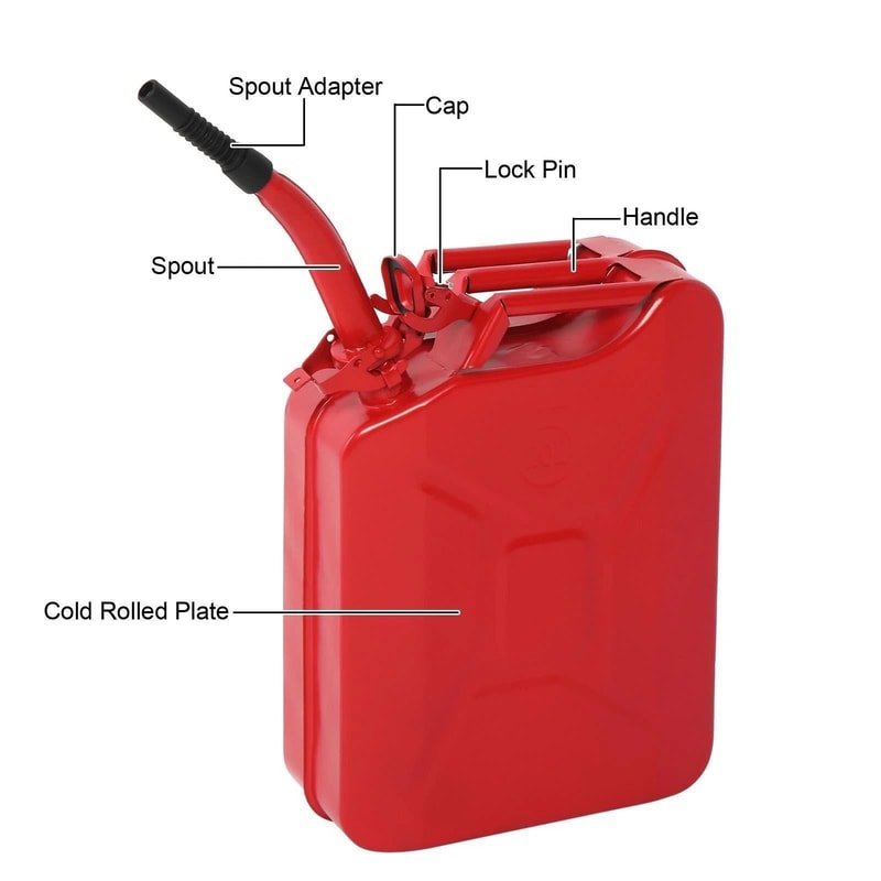 Gallon Steel Jerry Can With Spout MilitaryGrade Metal Fuel Storage Tank 20L 1