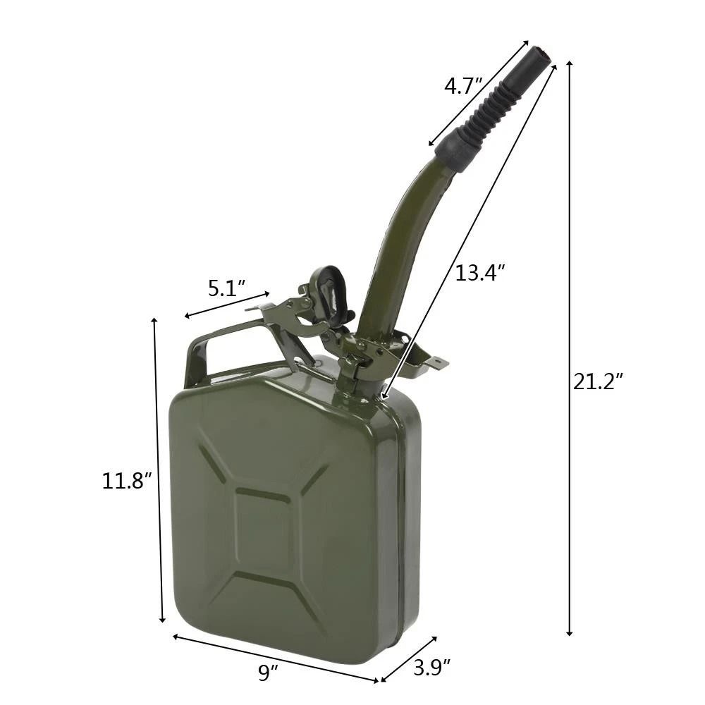 5L Steel Fuel Storage Can Portable Gasoline Jerry Can With Pour Spout Emergency Backup Container 12