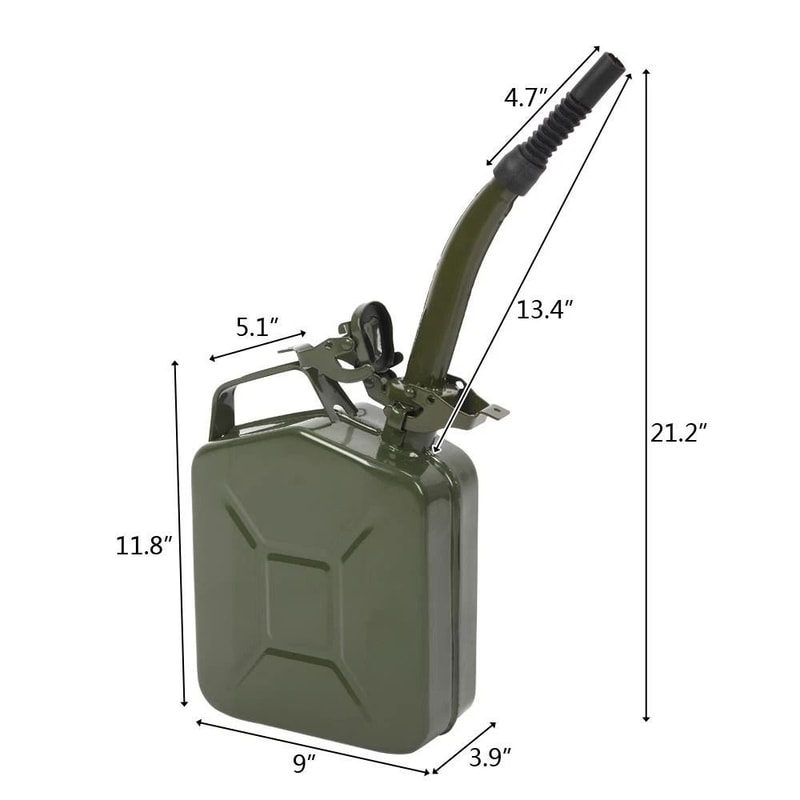 5L Steel Fuel Storage Can Portable Gasoline Jerry Can With Pour Spout Emergency Backup Container 12