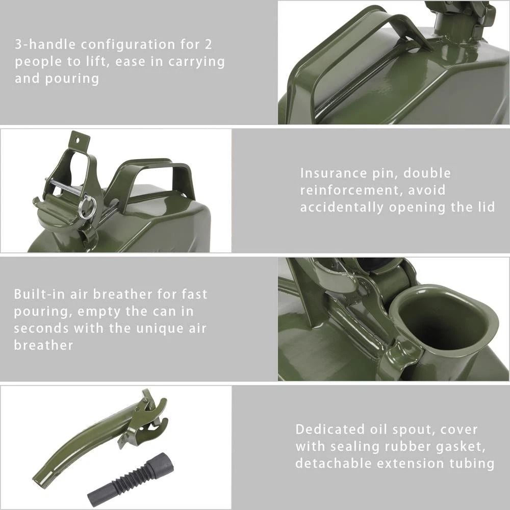 5L Steel Fuel Storage Can Portable Gasoline Jerry Can With Pour Spout Emergency Backup Container 1