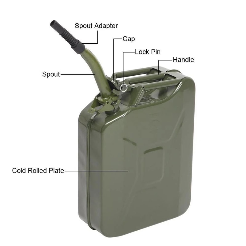 Heavy Duty 5 Gallon Fuel Can 20L Steel Jerry Can Military Style Metal Gasoline Emergency Fuel Conta 2