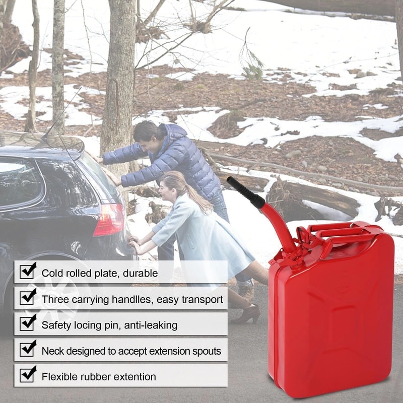 Heavy Duty Portable Fuel Can 20L 5 Gallon Steel Jerry Can Gasoline Diesel Tank With Spout 2