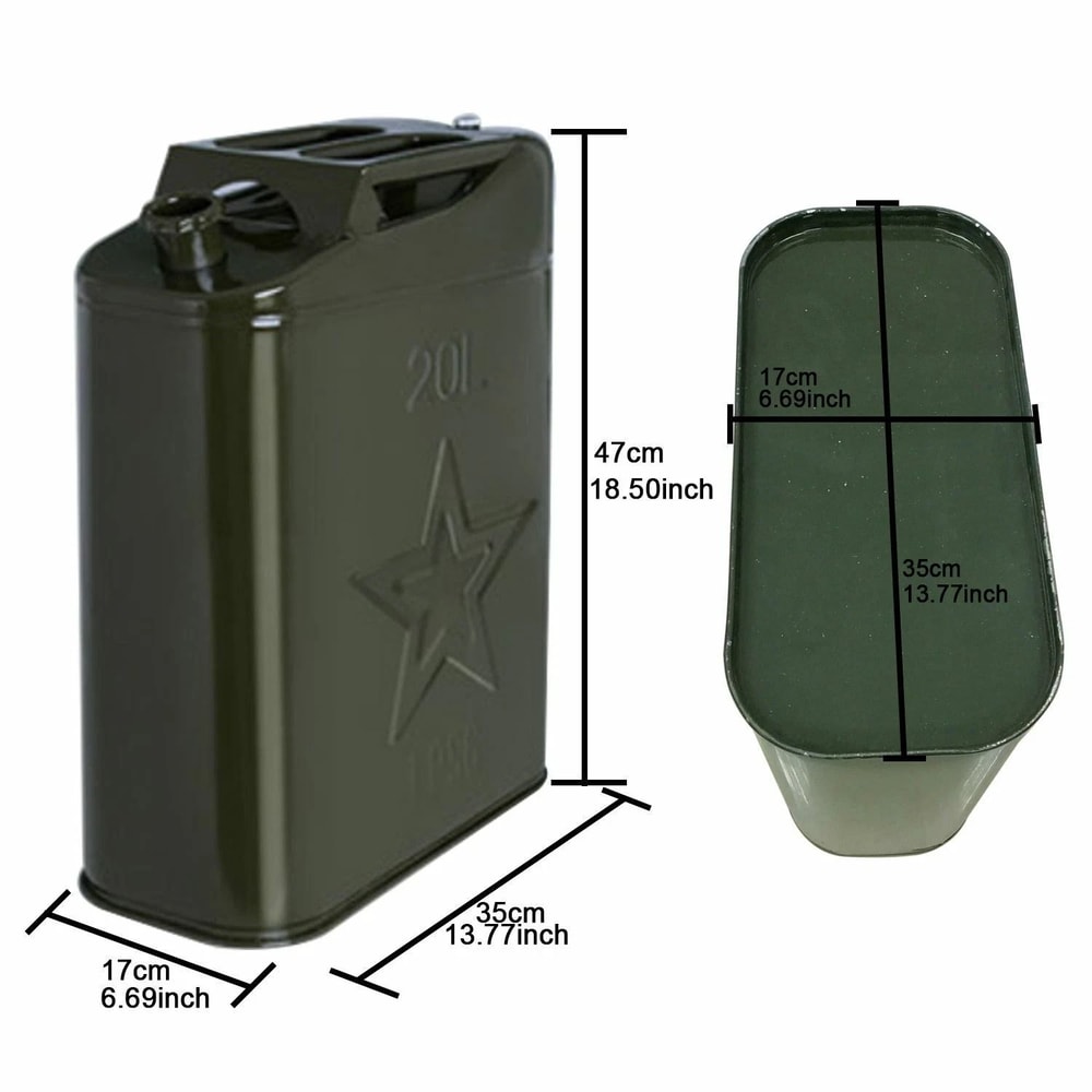 Military Green Metal Jerry Can Set 5 Gallon 20L Fuel Tank With Nozzle For Off Road And Emergency Ba 1