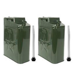 military green metal jerry can set 5 gallon 20l fuel tank with nozzle for off road and emergency backup