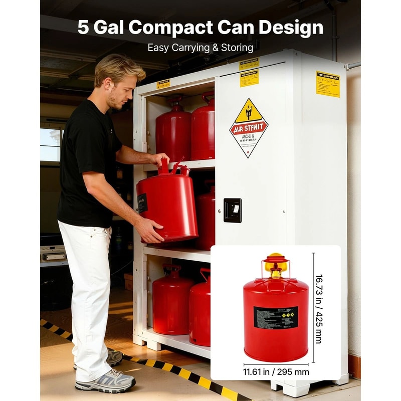 5 Gallon Safety Gas Can Metal Fuel Container With Flame Arrester Funnel Leak Proof Steel Fuel Can 4