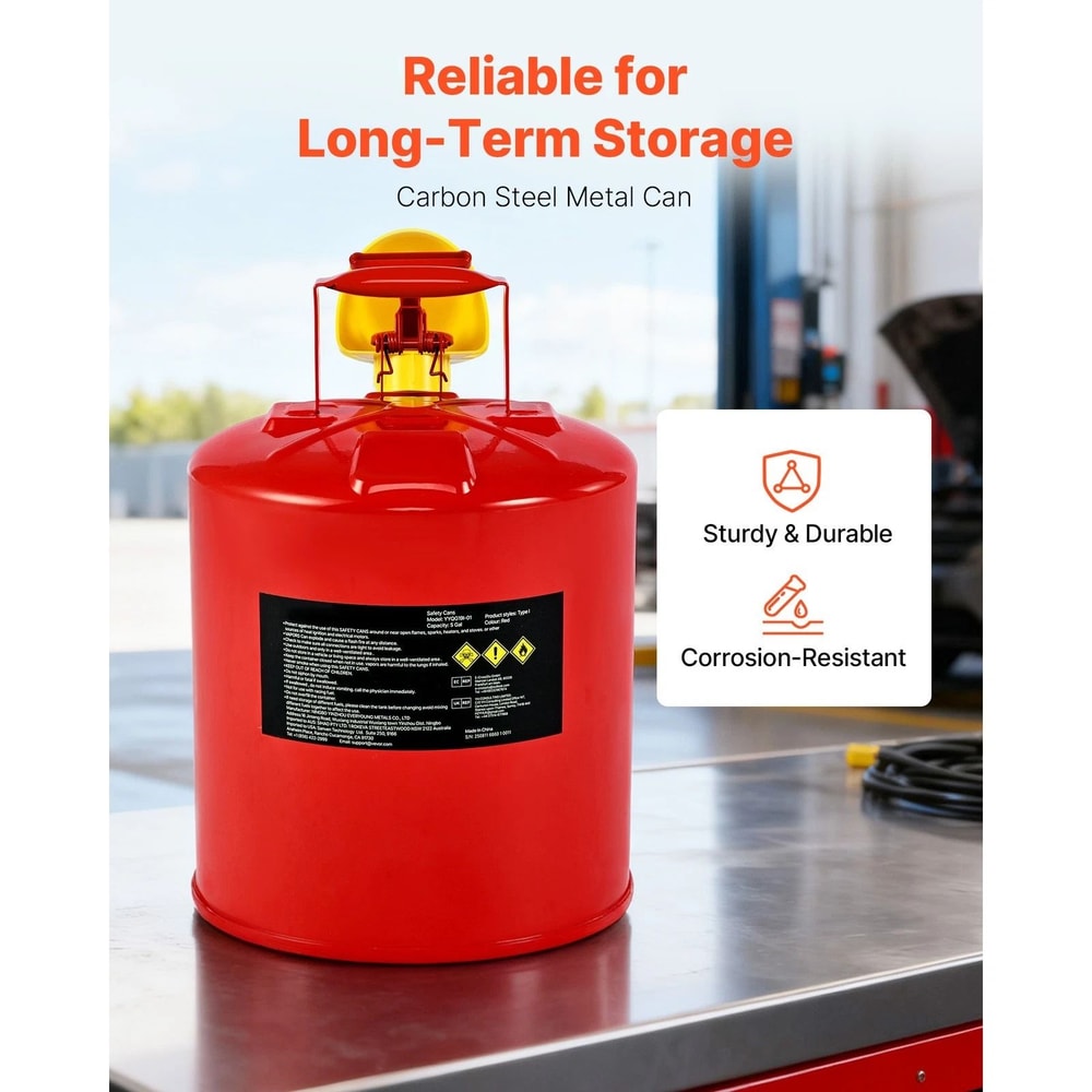 5 Gallon Safety Gas Can Metal Fuel Container With Flame Arrester Funnel Leak Proof Steel Fuel Can 5