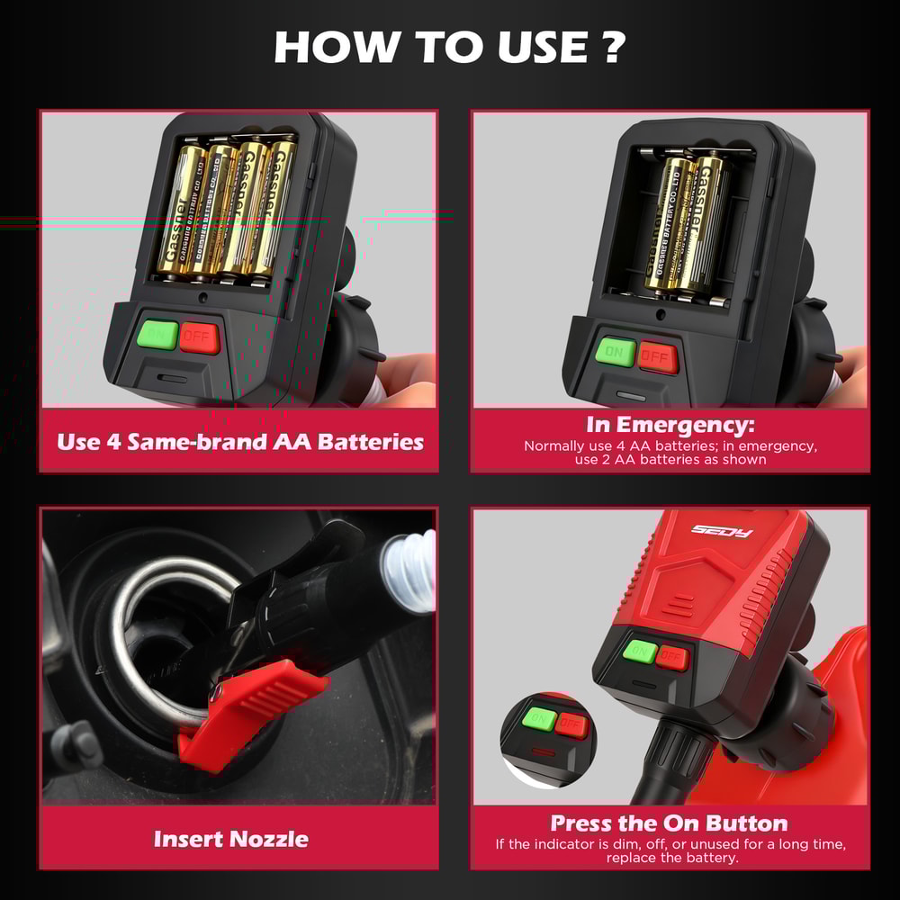 Automatic Fuel Transfer Pump with Auto Stop Sensor 3.2 GPM Battery Operated Gas Can Pump with Adapters