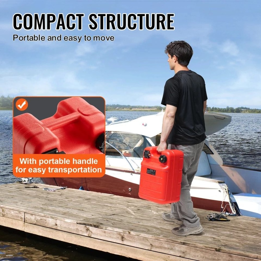 Portable Boat Fuel Tank 24L Marine Outboard Gas Tank With Hose And Fuel Gauge For Small Boats 5