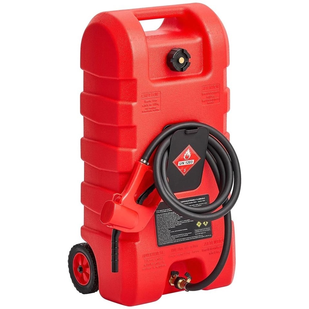 15 Gallon Portable Fuel Tank Caddy With Hand Pump Gravity Feed For Gasoline And Diesel Transfer 7