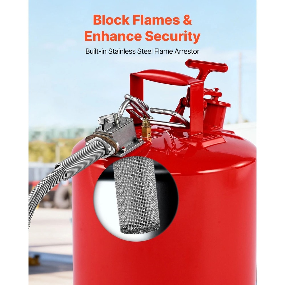 5 Gallon Safety Gas Can With Flame Arrester Heavy Duty Metal Fuel Storage Can With Spill Proof Lid 5