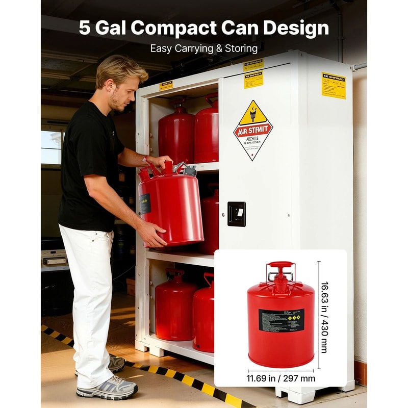 5 Gallon Safety Gas Can With Flame Arrester Heavy Duty Metal Fuel Storage Can With Spill Proof Lid 3