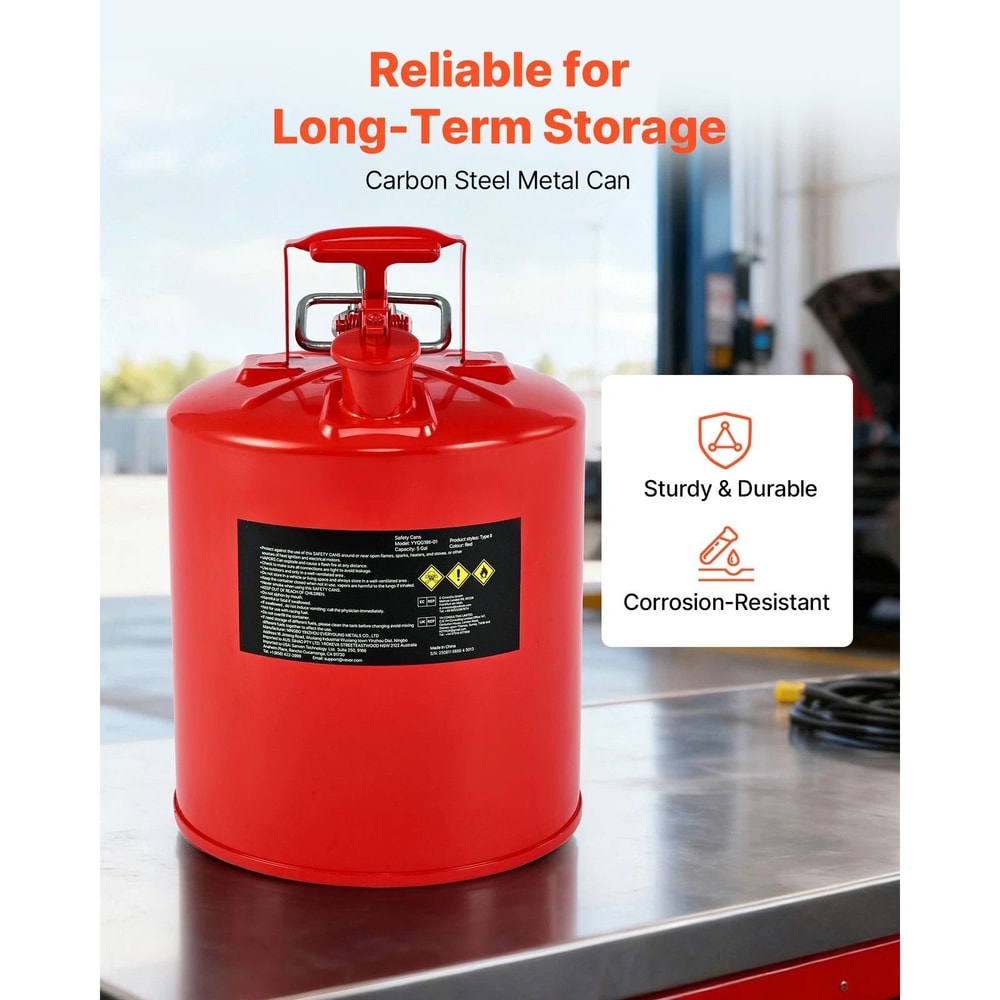 5 Gallon Safety Gas Can With Flame Arrester Heavy Duty Metal Fuel Storage Can With Spill Proof Lid 2