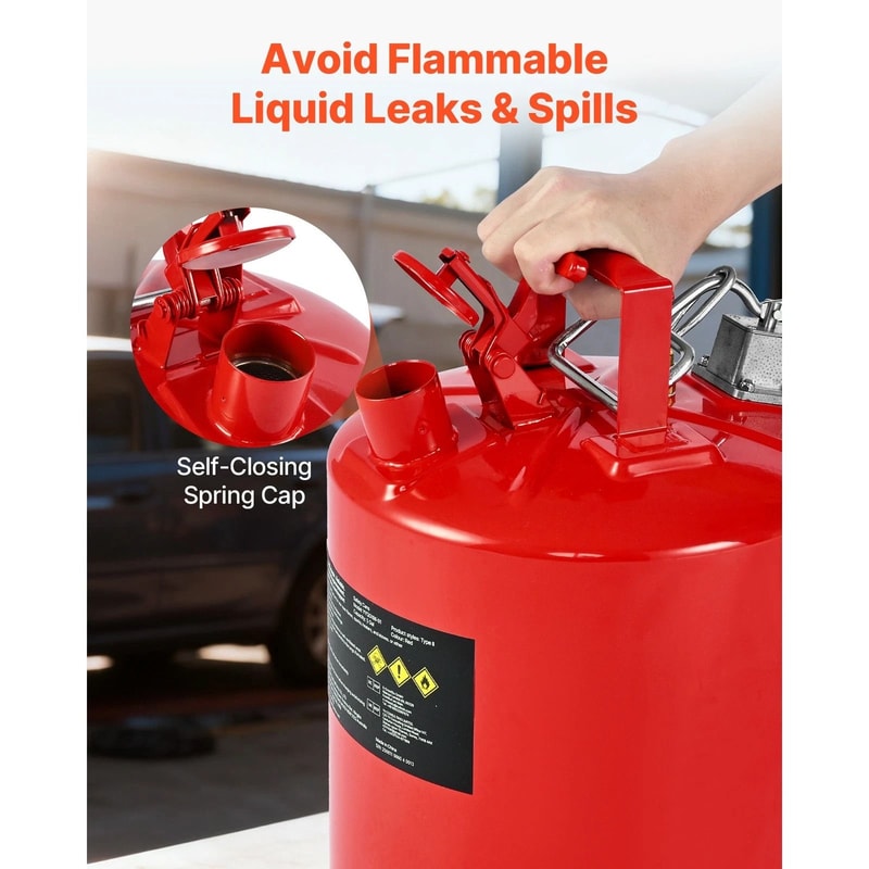5 Gallon Safety Gas Can With Flame Arrester Heavy Duty Metal Fuel Storage Can With Spill Proof Lid 1