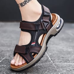 men's leather sandals breathable summer roman sandals men beach comfort outdoor walking