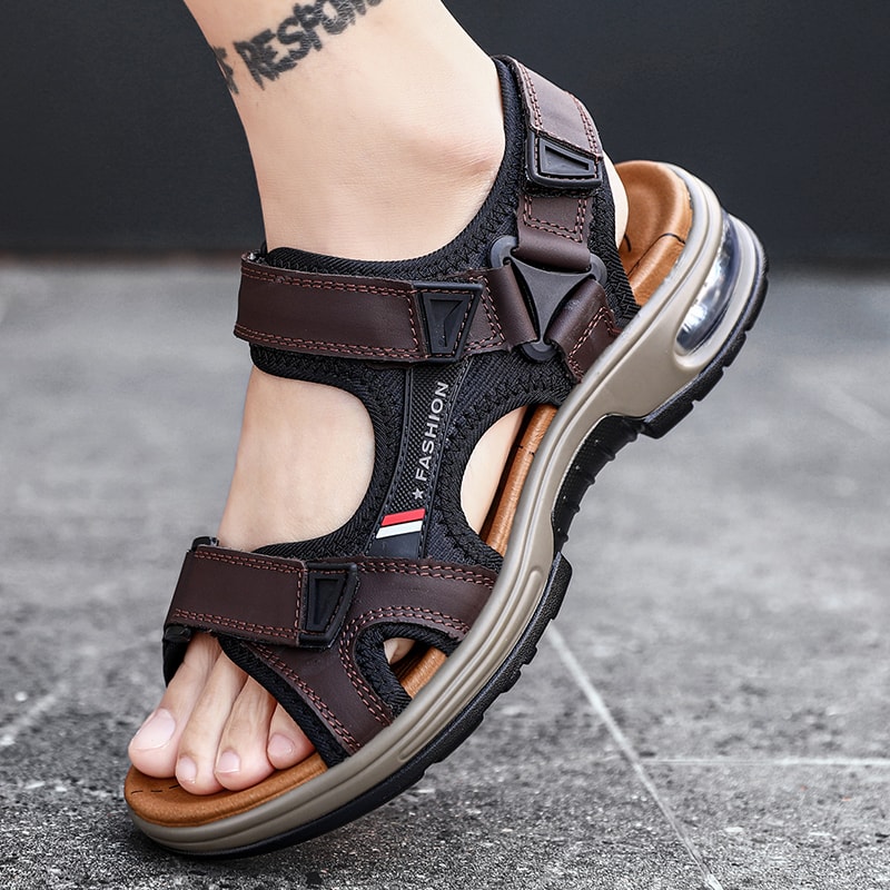 Mens Leather Sandals Breathable Summer Roman Sandals Men Beach Comfort Outdoor Walking 0