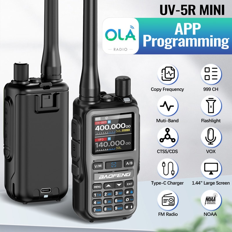 Mini Walkie Talkie Bluetooth Programmable Ham Radio With Dual PTT Long Range Communication 2