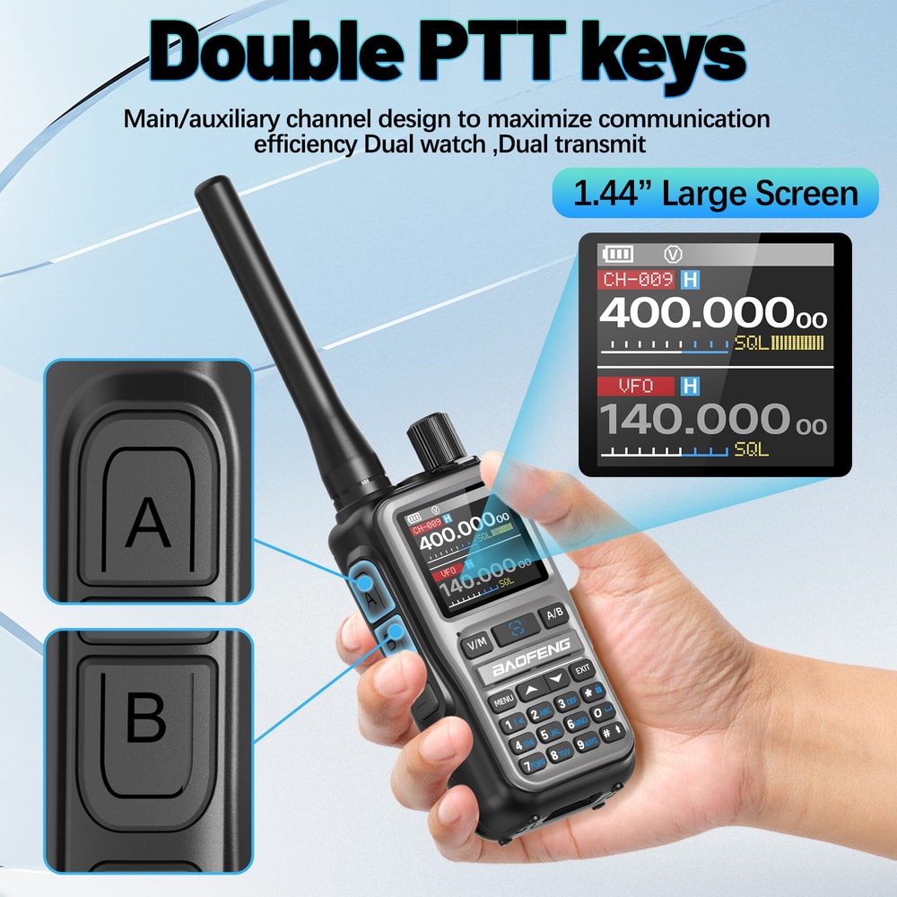 Mini Walkie Talkie Bluetooth Programmable Ham Radio With Dual PTT Long Range Communication 4