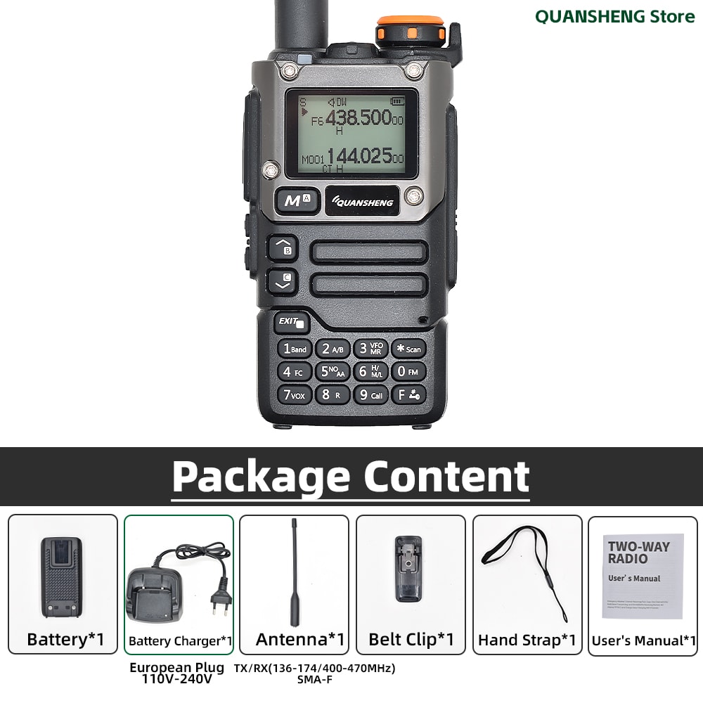 UVK5 Long Range Walkie Talkie Ham Radio Transceiver With AM FM Receiver NOAA Weather Alert 7