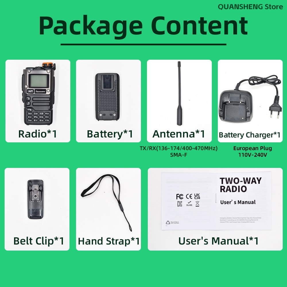 UVK5 Long Range Walkie Talkie Ham Radio Transceiver With AM FM Receiver NOAA Weather Alert 6