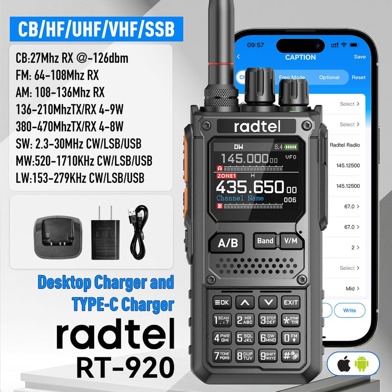 Walkie Talkie Long Range Bluetooth Ham Radio With NOAA Weather And Multi Band Receiver 2