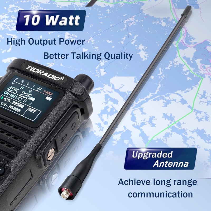 Long Range Walkie Talkie Rechargeable Dual Band Two Way Radio with Wireless Programming & Large Color Screen