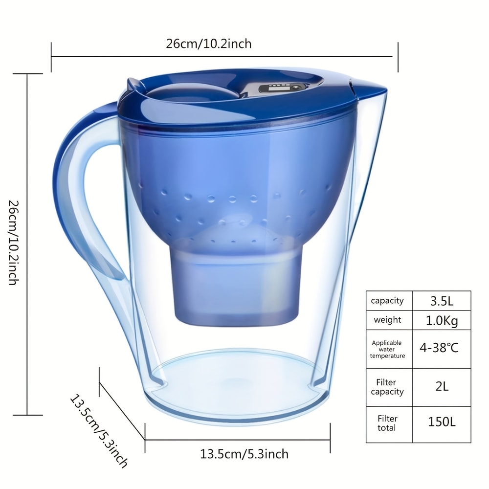 Alkaline Water Filter Pitcher With Activated Carbon Purifier And Timer Lid For Clean Drinking Water 5