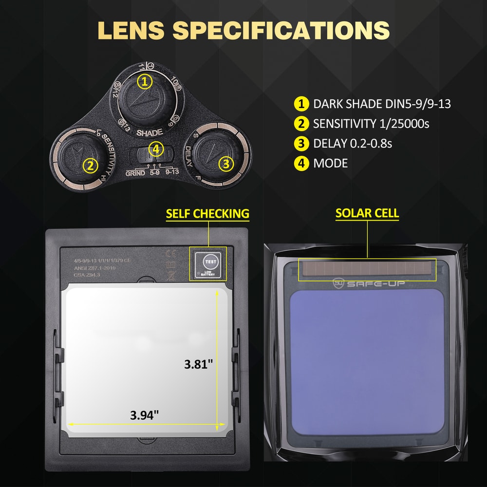 Professional Auto Darkening Welding Helmet True Color Large View 4 Sensors For MIG TIG ARC Welding 3