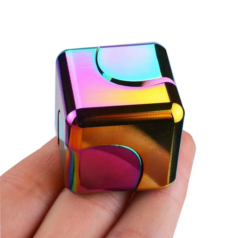 Alloy Cube Spinner Fidget Toy Portable Stress Relief For Adults Office Travel 0