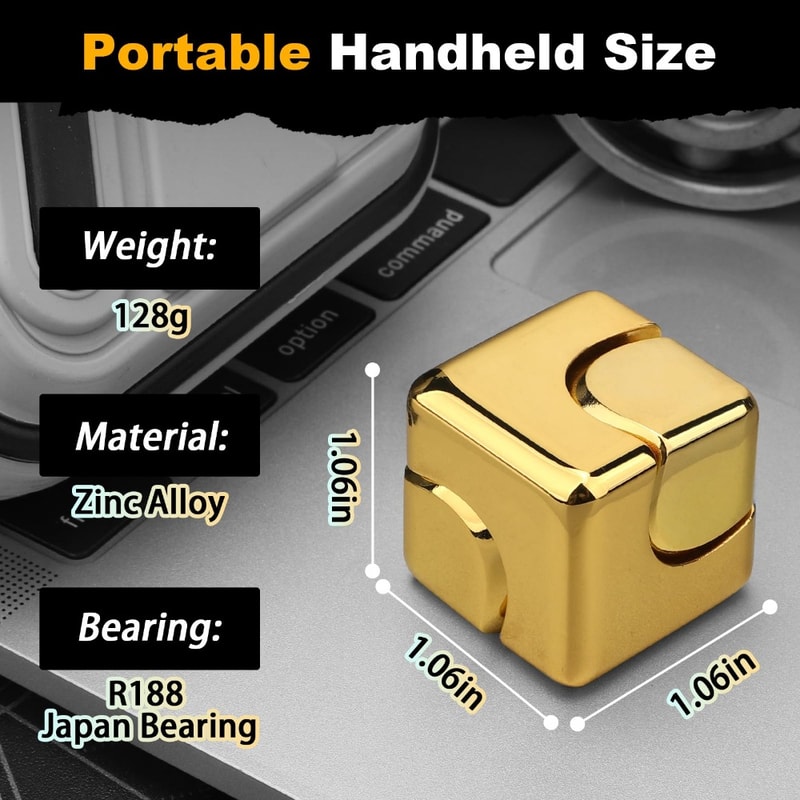 Alloy Cube Spinner Fidget Toy Portable Stress Relief For Adults Office Travel 2