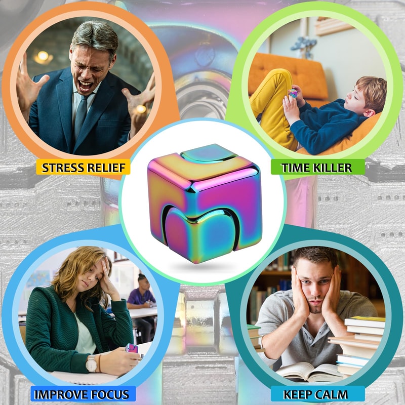 Alloy Cube Spinner Fidget Toy Portable Stress Relief For Adults Office Travel 5