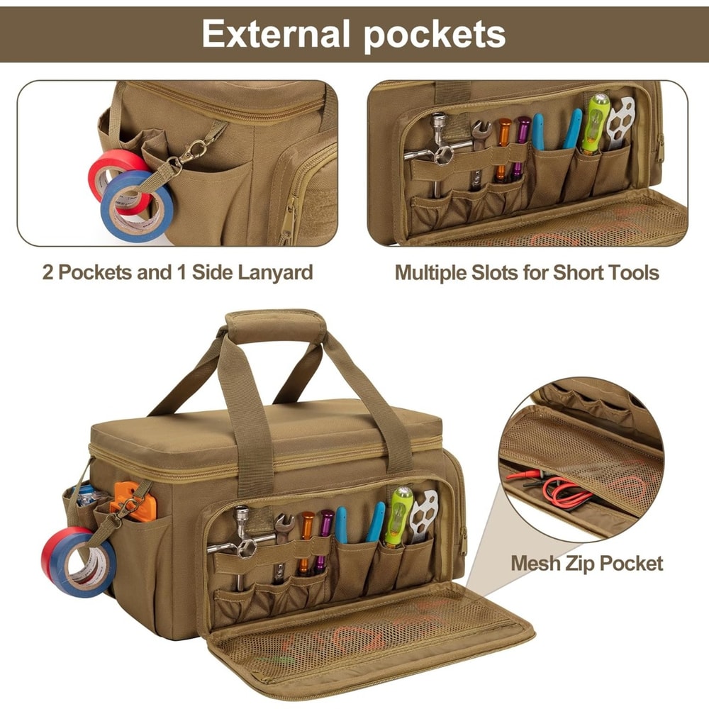 Heavy Duty Tactical Tool Bag Durable, Portable Work Organizer with Non-Slip Base for Handyman & Carpenter