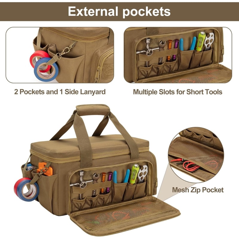 Heavy Duty Tactical Tool Bag Durable, Portable Work Organizer with Non-Slip Base for Handyman & Carpenter