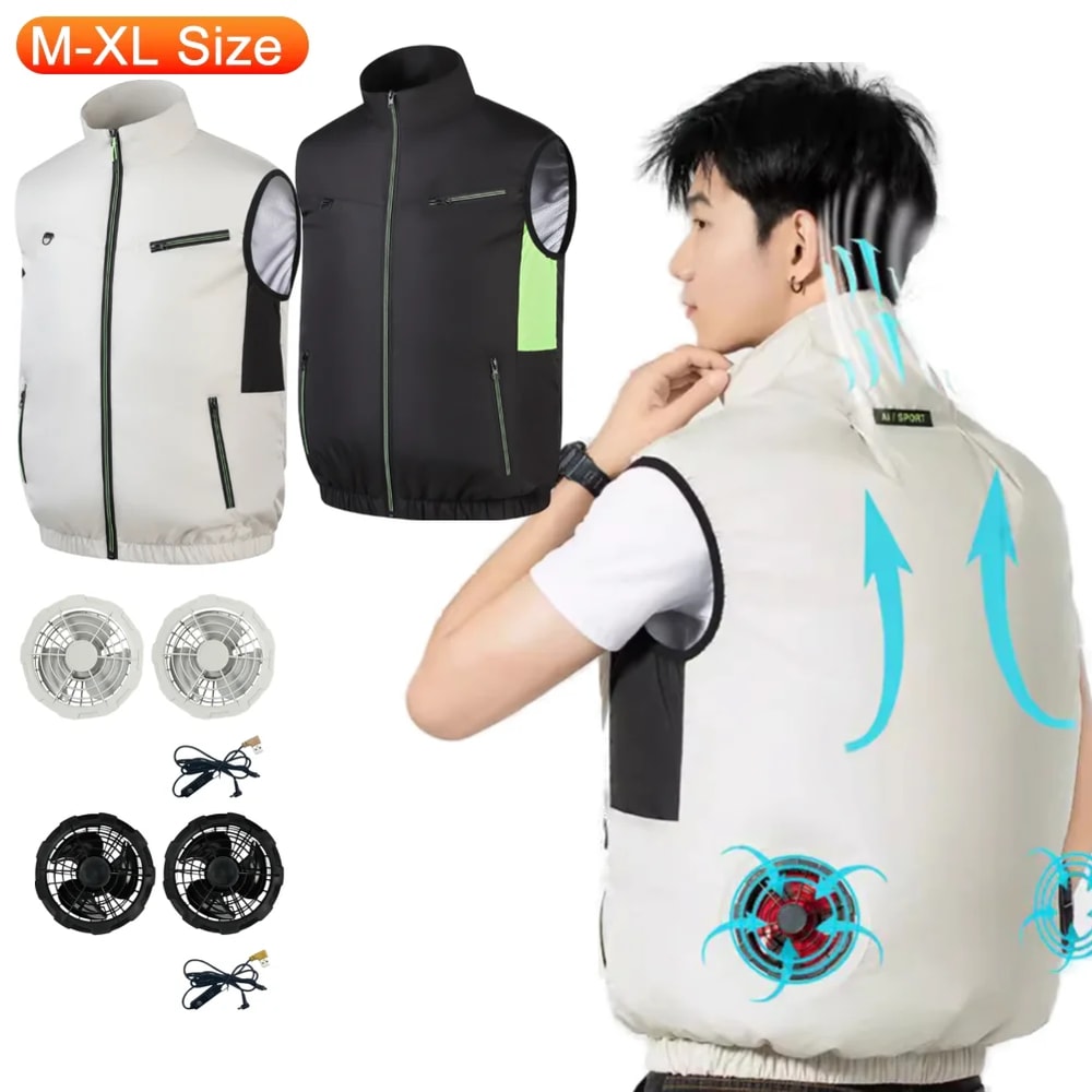 Cooling Vest With Air Conditioner Lightweight Cooling Fan Vest For Summer Camping Fishing And Hikin 1