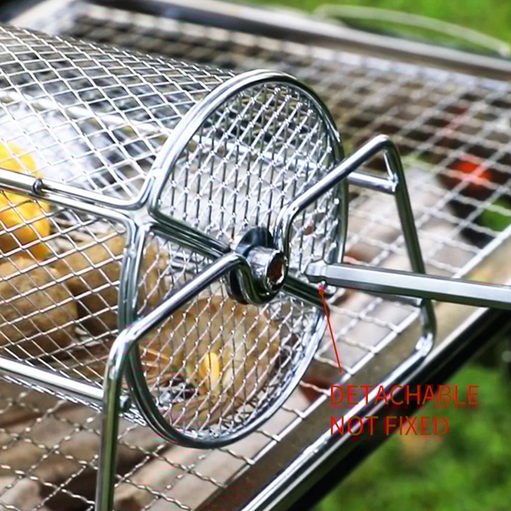 Stainless Steel BBQ Grill Basket Rotisserie and Mesh Roaster for Perfect Barbecue Cooking