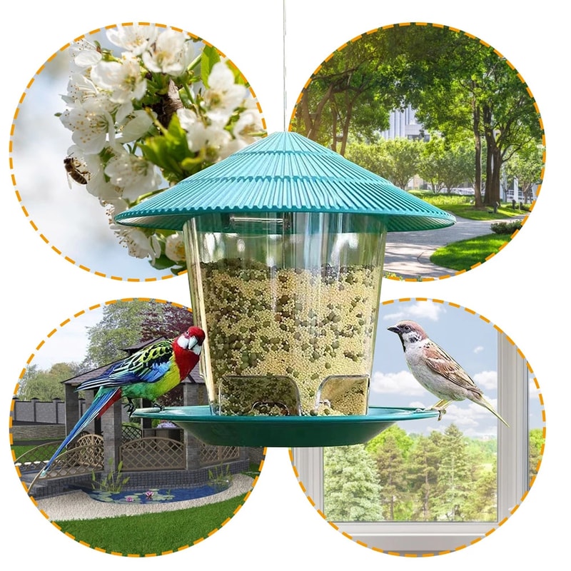 Automatic Bird Feeder Hanging Nut Dispenser Durable Outdoor Tool For Birds With Multiple Feeding Ho 5