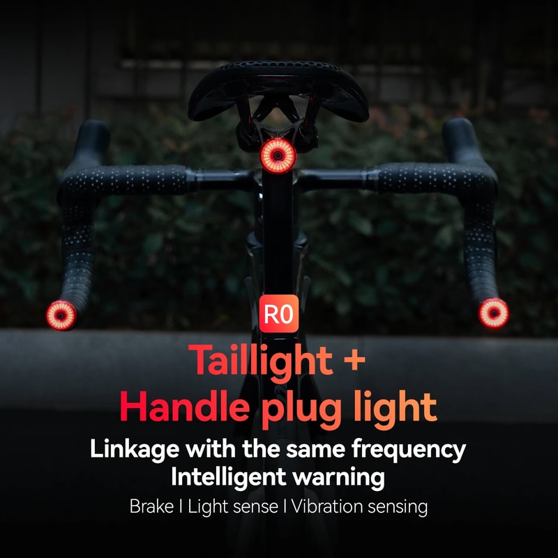 Bicycle Handlebar End Lights With Intelligent Brake Sensor 5 Modes Safety Rear Bike Light For Night 2