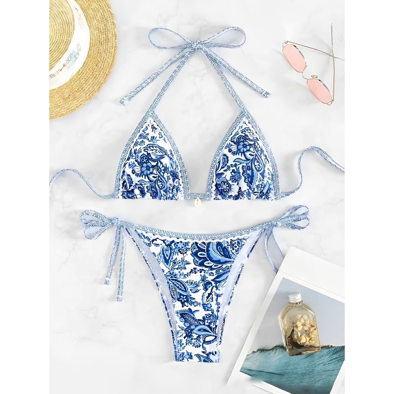 Halter Triangle Bikini for Women Summer Swimwear Set