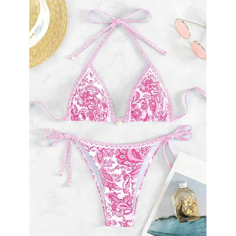 Halter Triangle Bikini for Women Summer Swimwear Set