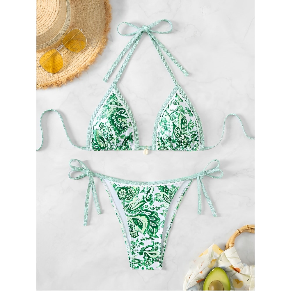 Halter Triangle Bikini for Women Summer Swimwear Set