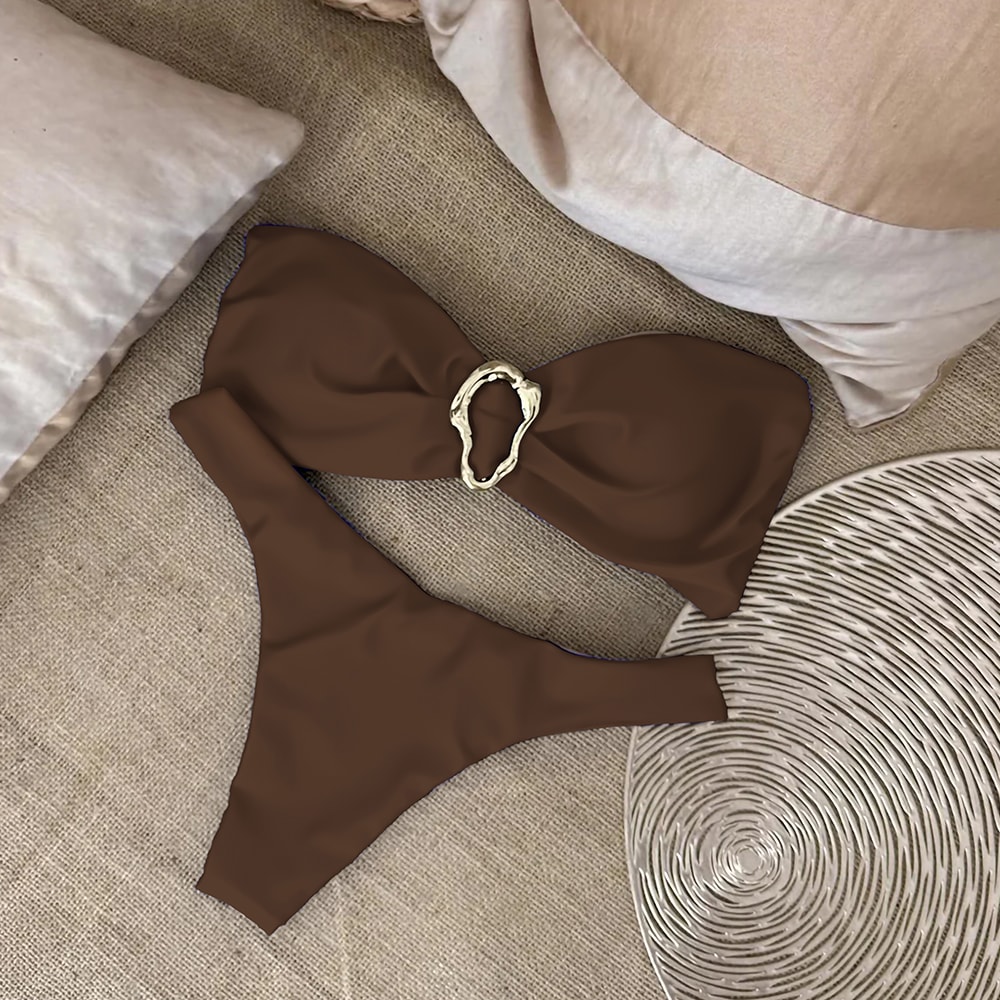 Sexy Bandeau Bikini Set For Women PushUp Swimwear Brazilian Thong Beachwear 3