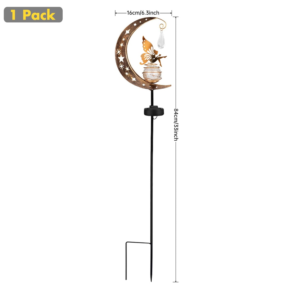 Romantic Moon Lamp Solar Garden Lights Fairy Garden Decor Outdoor Stake