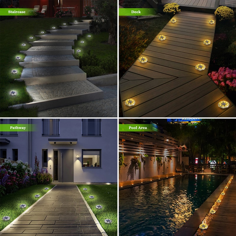 Solar LED Ground Lights for Outdoor Garden Patio Pathway Waterproof Lighting