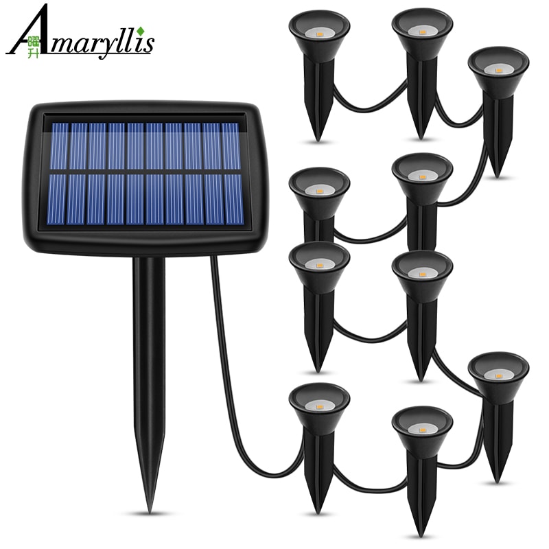 Solar Garden Lights 10 in 1 Outdoor Waterproof LED Pathway Lighting for Yard Patio Driveway