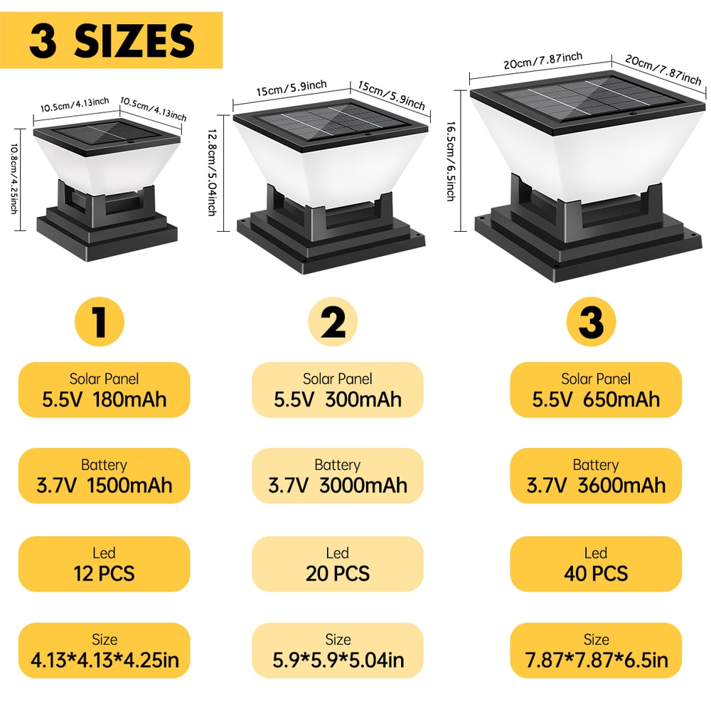 Solar Post Light for Garden Waterproof LED Outdoor Dusk to Dawn Decorative Pillar