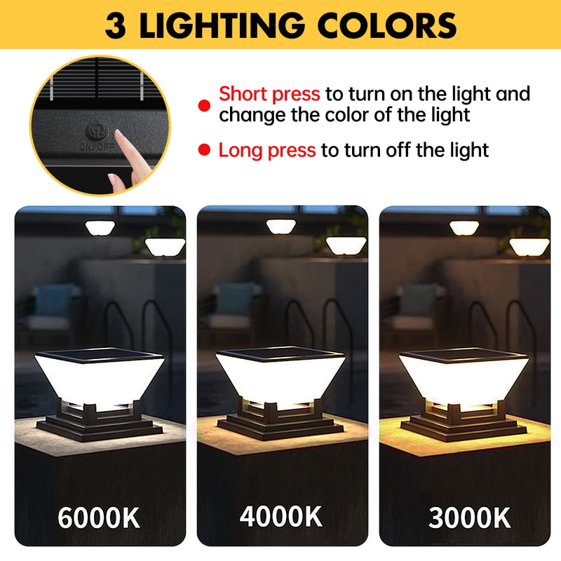 Solar Post Light for Garden Waterproof LED Outdoor Dusk to Dawn Decorative Pillar