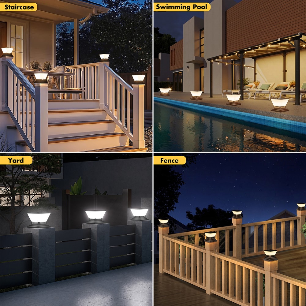 Solar Post Light for Garden Waterproof LED Outdoor Dusk to Dawn Decorative Pillar