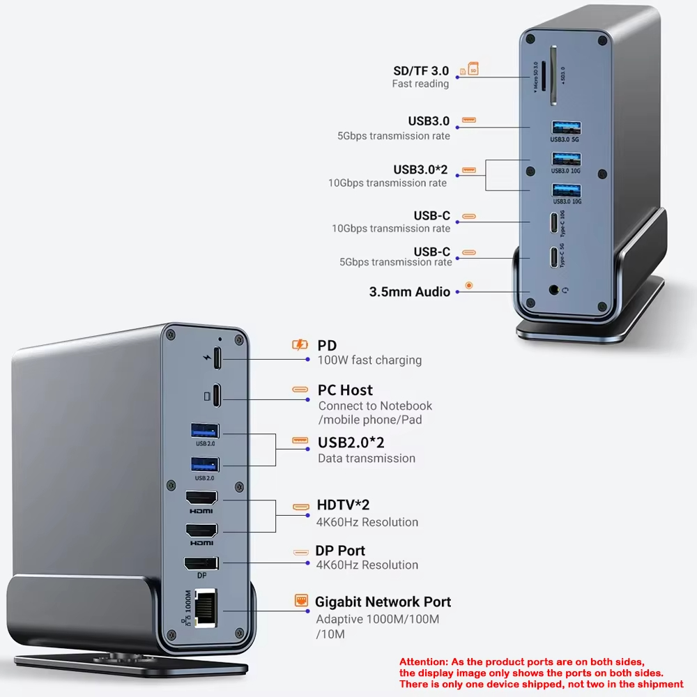 15in1 TypeC Docking Station With 4K HDMI USBC Hub For MacBook Pro And Laptop 7