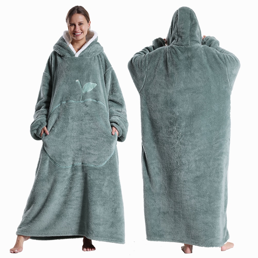 Ultra Soft Wearable Blanket Hoodie With Full Sleeves For Men And Women Cozy Oversize Flannel Throw 5